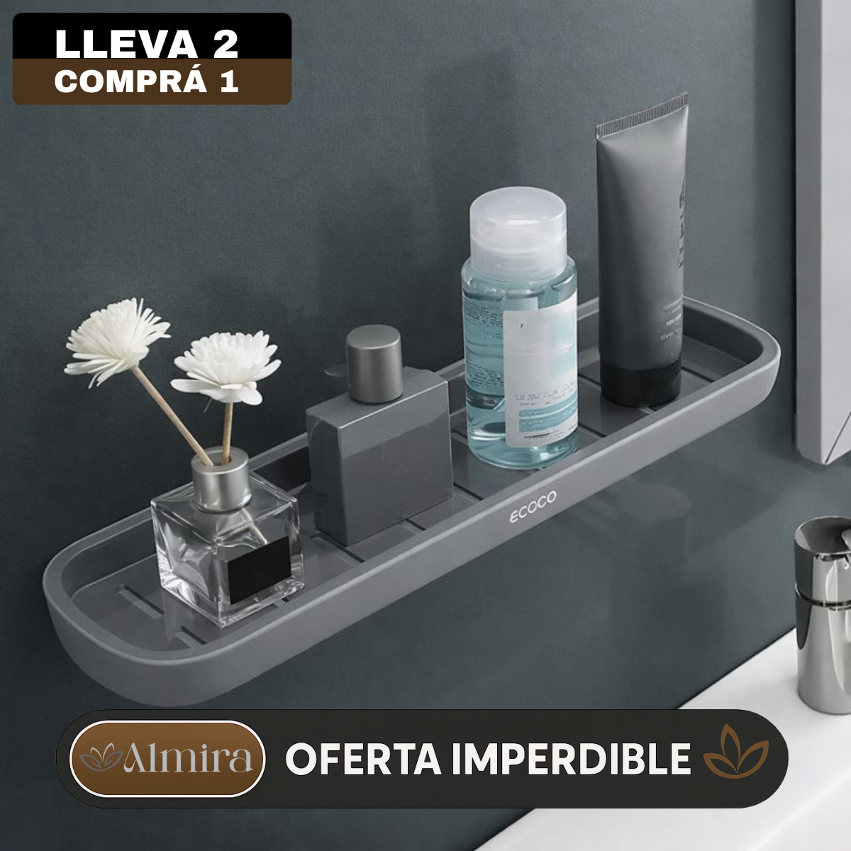 [Llevá 2 Pagá 1] Organizador de Baño con Escurridor Inteligente y Manija (¡Organización simple y fácil!)